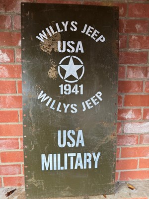 Lot 517 - WILLYS JEEP TIN SIGN 37" X 18"