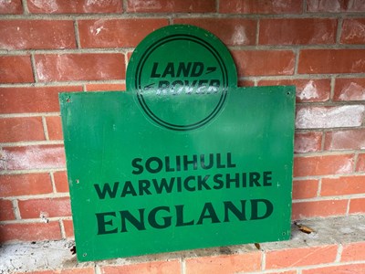 Lot 525 - LAND ROVER SOLIHULL , ALUMINIUM PAINTED SIGN 23" X 23"