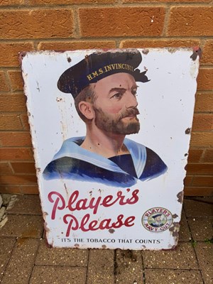 Lot 505 - REPRODUCTION PLAYER'S PLEASE SIGN 30" X 20"