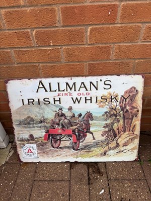 Lot 503 - REPRODUCTION ALLMAN'S FINE OLD IRISH WHISKY SIGN 30" X 20"