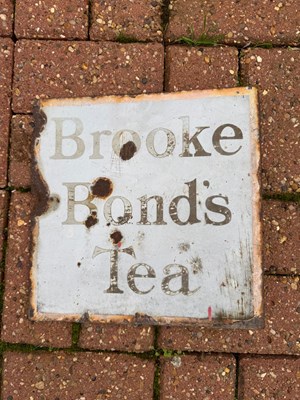 Lot 441 - BROOKE BOND TEA DOUBLE-SIDED ENAMEL SIGN 11" X 11"