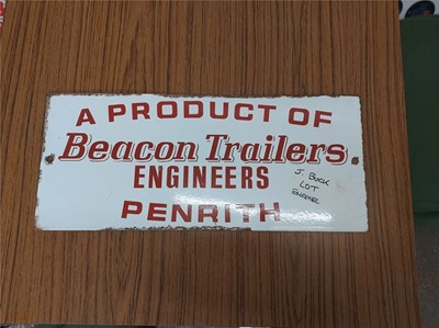 Lot 96 - BEACON TRAILER ENAMEL SIGN