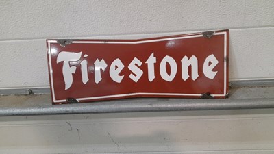 Lot 673 - FIRESTONE ENAMEL SIGN 16" X 6"