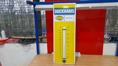 Lot 667 - DUCKHAMS ENAMEL THERMOMETER 36" X 13"