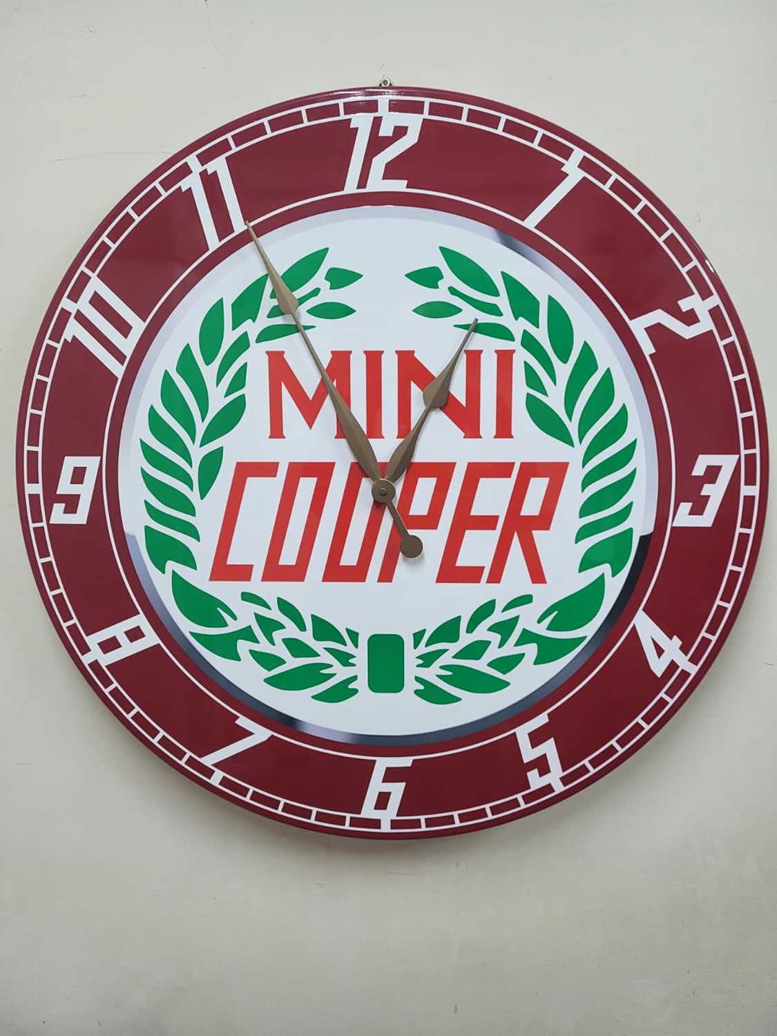 Click for high resolution Lot 3 - MINI COOPER CLOCK PAINTED 32" DIA