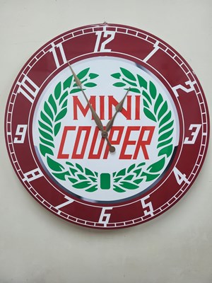 Lot 3 - MINI COOPER CLOCK PAINTED 32" DIA