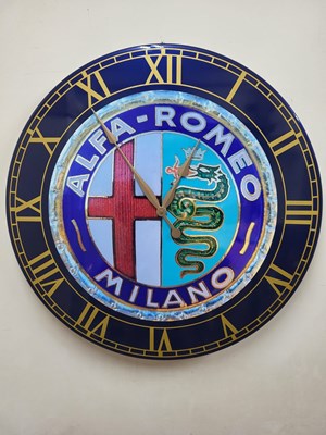 Lot 309 - ALFA ROMEO PAINTED CLOCK 32" DIA