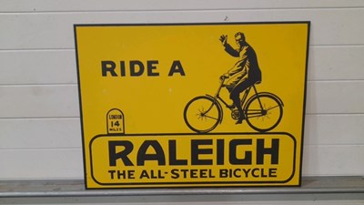 Lot 649 - RIDE A RALEIGH HAND PAINTED SIGN 32" X 23"