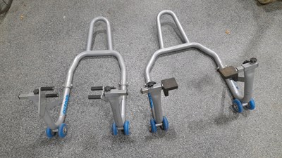 Lot 809 - PAIR OF MOTOR CYCLE PADDOCK STANDS