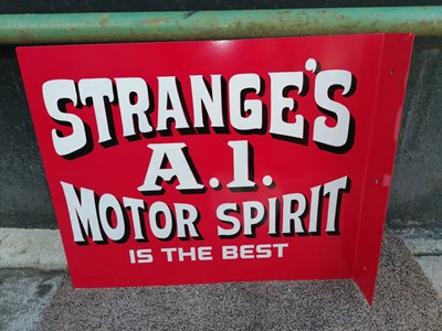 Lot 631 - STRANGES A1 MOTOR SPIRIT, DOUBLE SIDED SIGN WALL MOUNTED 22" X 18"