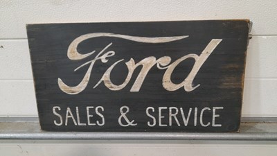 Lot 893 - WOODEN HAND PAINTED FORD SALES & SERVICE SIGN 22" X 12"