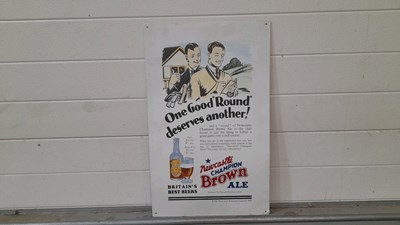 Lot 493 - ONE GOOD ROUND DESERVES ANOTHER, NEWCASTLE BREWERIES WALL SIGN 24" X 15"