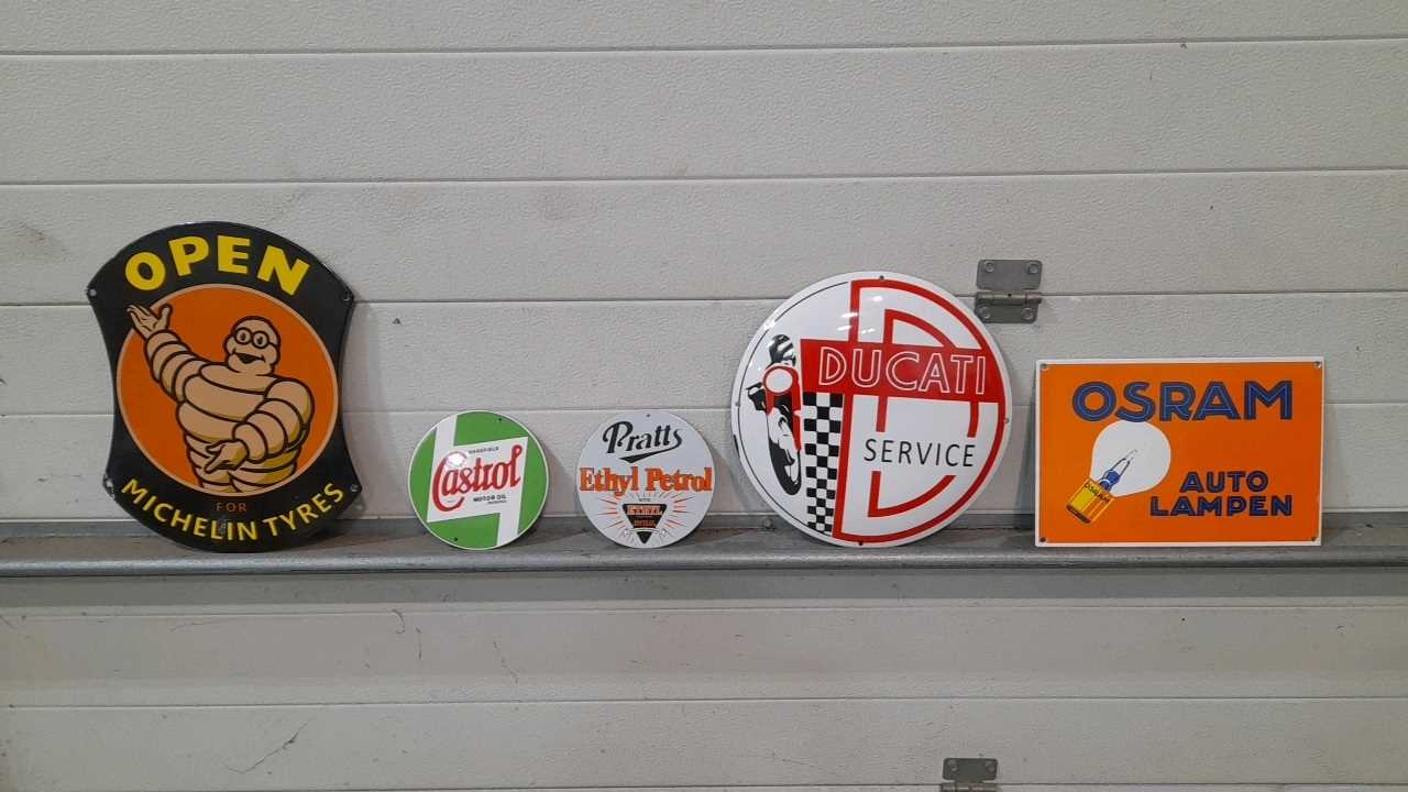 Reproduction Auto Signs Lot 483 - 5 X REPRODUCTION ENAMEL SIGNS