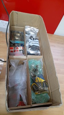 Lot 877 - SELECTION OF CAR BULBS , CAR RADIOS , SWITCHED & A OUTSIDE SEARCHLIGHT
