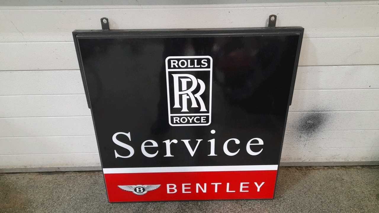 Lot 331 - ORIGINAL ROLLS ROYCE / BENTLEY DOUBLE SIDED DEALER SIGN 32" X 33"