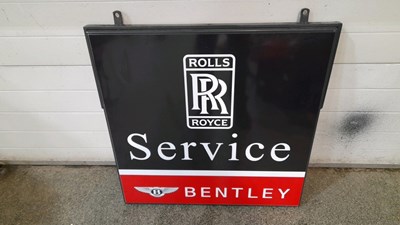 Lot 331 - ORIGINAL ROLLS ROYCE / BENTLEY DOUBLE SIDED DEALER SIGN 32" X 33"