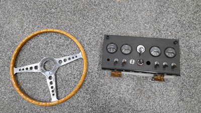 Lot 11 - E/TYPE JAGUAR DASHBOARD & STEERING WHEEL