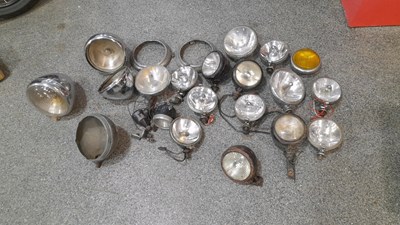 Lot 613 - BOX OF SPOT LIGHTS & HEADLAMPS