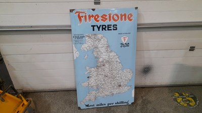 Lot 1 - FIRESTONE TYRES LARGE METAL SIGN CIRCA 1930'S 48" X 29"