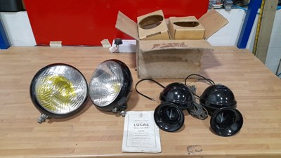 Lot 71 - PAIR OF MARSHAL HEADLIGHTS & PAIR OF LUCAS HORNS