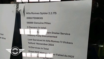 Lot 14 - 2008 ALFA ROMEO SPIDER JTS