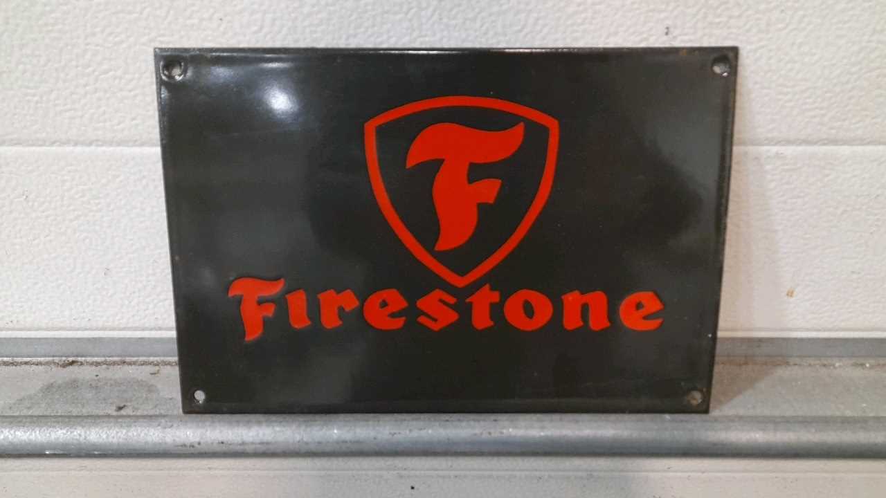 Lot 536 - FIRESTONE ENAMEL SIGN 12" X 8"