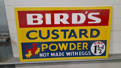 Lot 431 - WOODEN HAND PAINTED BIRD'S CUSTARD POWDER SIGN ( CHARITY LOT )