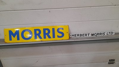 Lot 653 - MORRIS & HERBERT MORRIS LTD ENAMEL SIGNS 22" X 5" / 17" x 1.5"