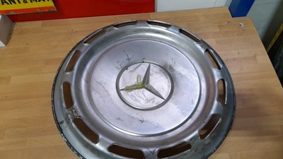 Lot 453 - SWAN VESTA , DOUBLE SIDED ENAMEL SIGN & 4 X MERCEDES WHEEL TRIMS