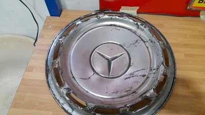 Lot 453 - SWAN VESTA , DOUBLE SIDED ENAMEL SIGN & 4 X MERCEDES WHEEL TRIMS