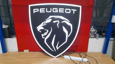 Lot 407 - PEUGEOT LIGHT UP SIGN 28" X 26"