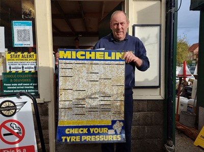 Lot 171 - MICHELIN TYRE PRESSURE METAL SIGN