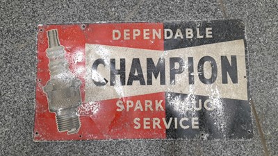 Lot 475 - CHAMPION SPARK PLUG METAL SIGN 23" X 13"