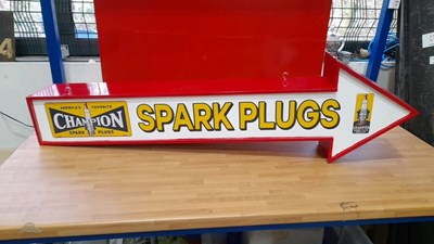 Lot 121 - WOODEN CHAMPION SPARK PLUGS ARROW 49" X 14"