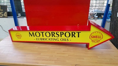 Lot 611 - WOODEN SHELL MOTORSPORT LUBRICATING OILS ARROW 49" X 14"