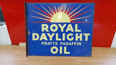 Lot 239 - PRATT'S ROYAL DAYLIGHT , DOUBLE SIDED ENAMEL SIGN 22" X 18"