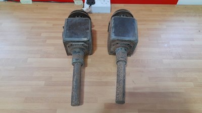 Lot 245 - PAIR OF HORSE CARRIAGE LAMPS