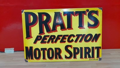 Lot 233 - PRATT'S PERFECTION MOTOR SPORT ENAMEL SIGN 20" X 13"