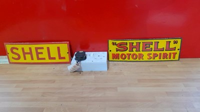 Lot 705 - LUBRICATE WITH SHELL & ESSO ENAMEL SIGNS 12" X 4"