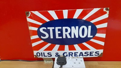 Lot 709 - STERNOL OILS & GREASES ENAMEL SIGN 14" X 10"