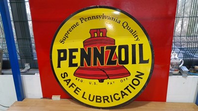 Lot 711 - PENNZOIL ENAMEL SIGN 30" DIA