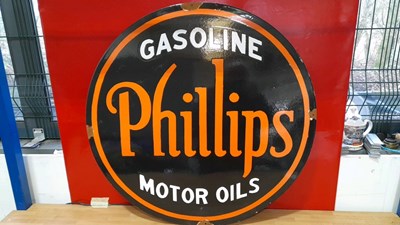 Lot 715 - PHILLIPS MOTOR OIL ENAMEL SIGN 30" DIA