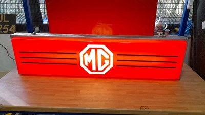 Lot 97 - MG MG ILLUMINATED , DOUBLE SIDED DEALER SIGN 48" X 12" X 7"