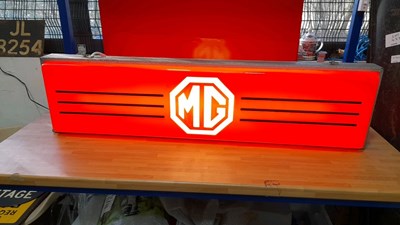 Lot 97 - MG MG ILLUMINATED , DOUBLE SIDED DEALER SIGN 48" X 12" X 7"