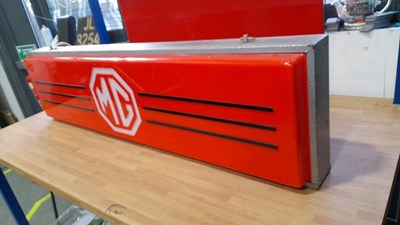 Lot 97 - MG MG ILLUMINATED , DOUBLE SIDED DEALER SIGN 48" X 12" X 7"
