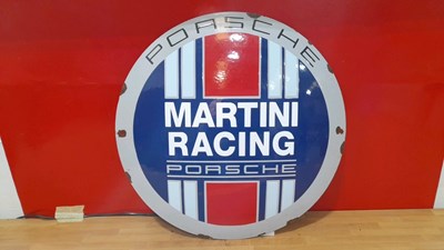 Lot 559 - PORSCHE MARTINI RACING ENAMEL SIGN 20" DIA