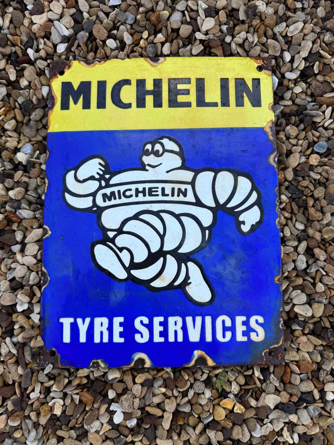 Lot 465 - MICHELIN TYRE SERVICES ENAMEL SIGN 12" X 9"