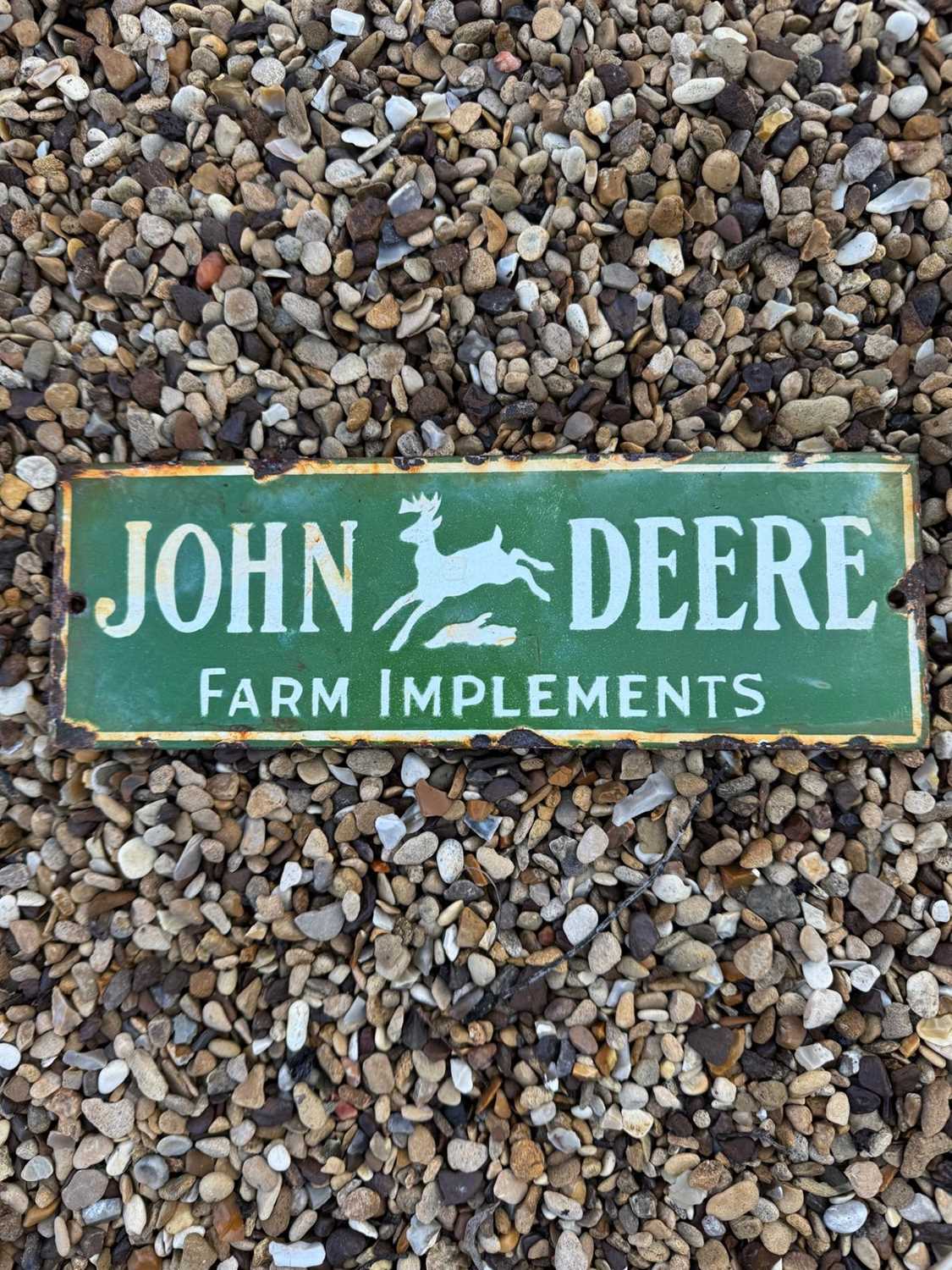 Lot 491 - JOHN DEERE ENAMEL SIGN 12" X 4"