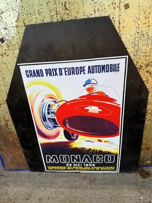 Lot 615 - MONACO 1965 SIGN ON WOODEN BOARD 22" X 18"