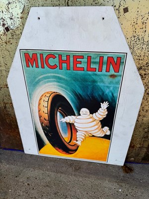 Lot 629 - MICHELIN SIGN ON WOODEN BOARD 23" X 18"